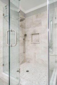 Matte finish tiles on shower walls
